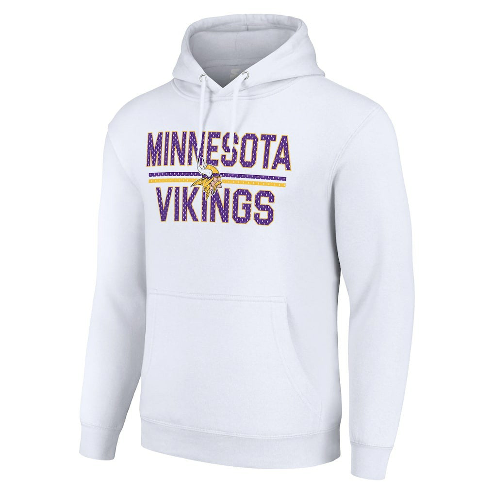 Minnesota Vikings Starter Unisex Team Mesh Print Graphic Tri-Blend Pullover Hoodie White | NFL