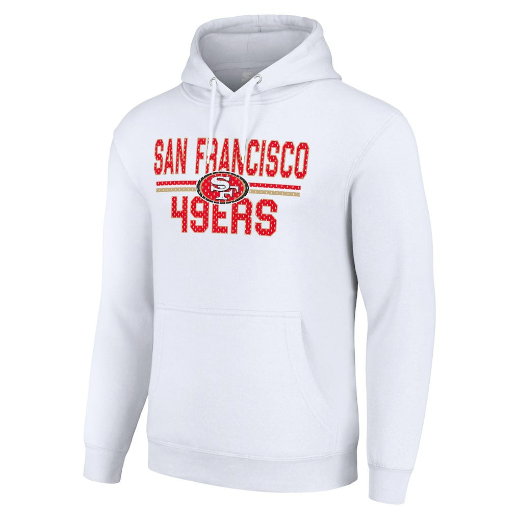 San Francisco 49ers Starter Unisex Team Mesh Print Graphic Tri-Blend Pullover Hoodie White | NFL