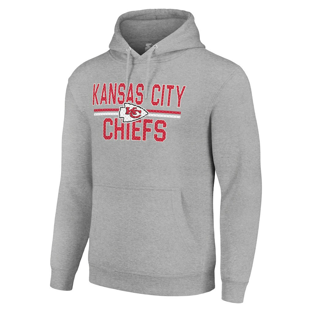 Kansas City Chiefs Starter Unisex Team Mesh Print Graphic Tri-Blend Pullover Hoodie Heather Gray | NFL