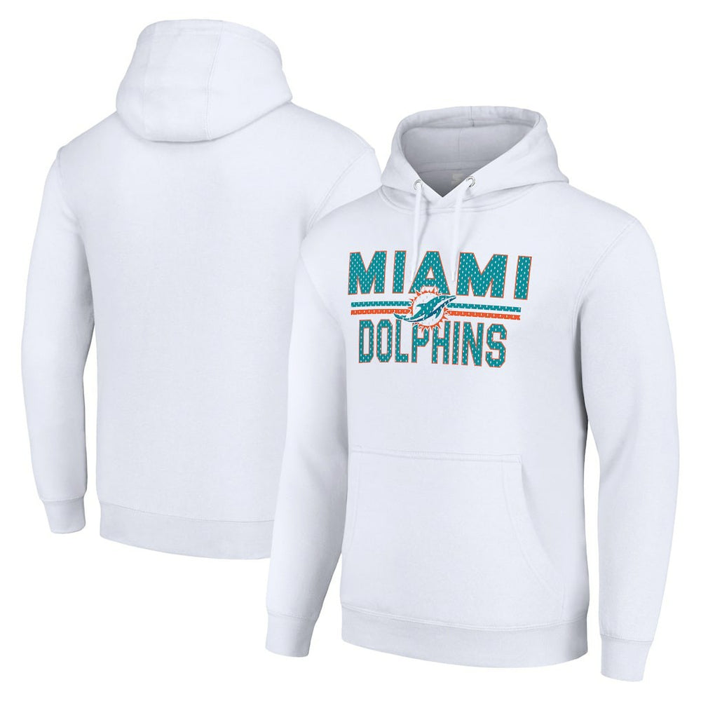 Miami Dolphins Starter Unisex Team Mesh Print Graphic Tri-Blend Pullover Hoodie White | NFL