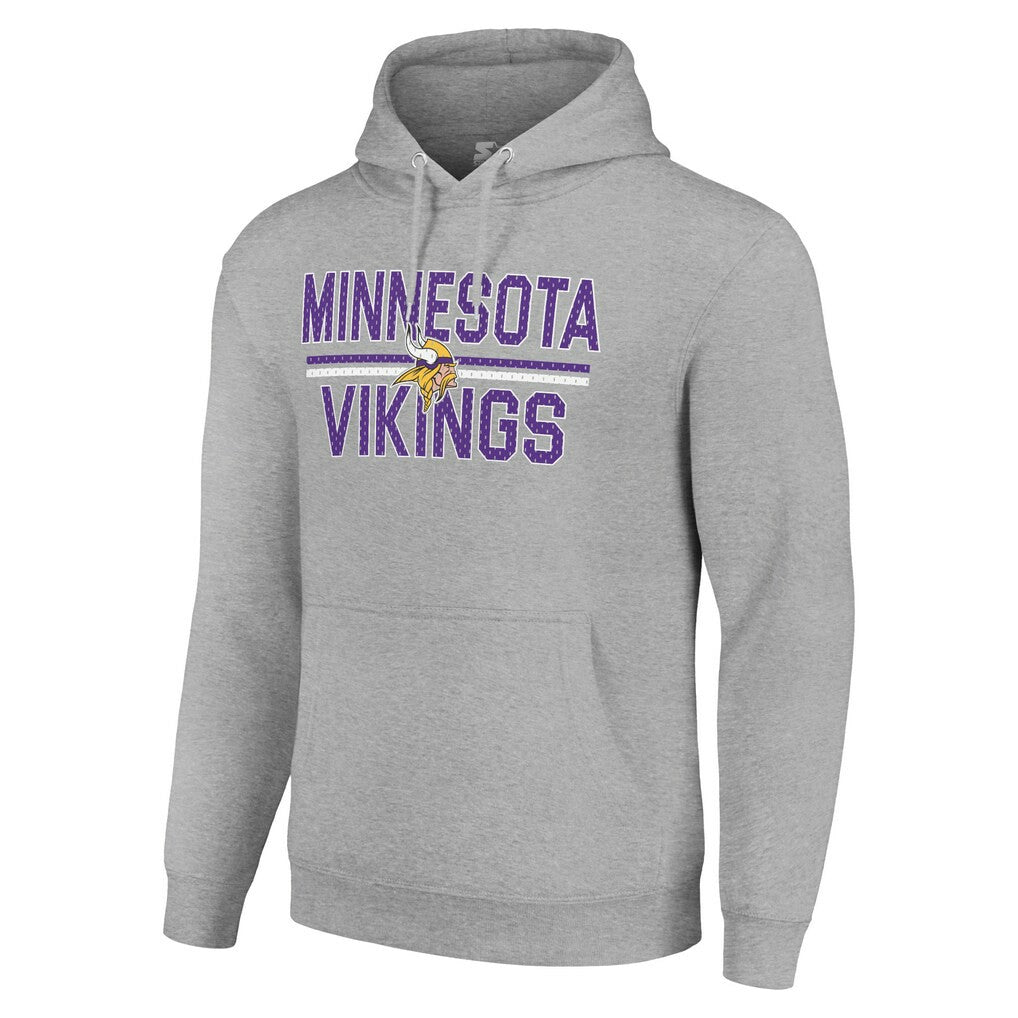 Minnesota Vikings Starter Unisex Team Mesh Print Graphic Tri-Blend Pullover Hoodie Heather Gray | NFL