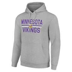 Minnesota Vikings Starter Unisex Team Mesh Print Graphic Tri-Blend Pullover Hoodie Heather Gray | NFL