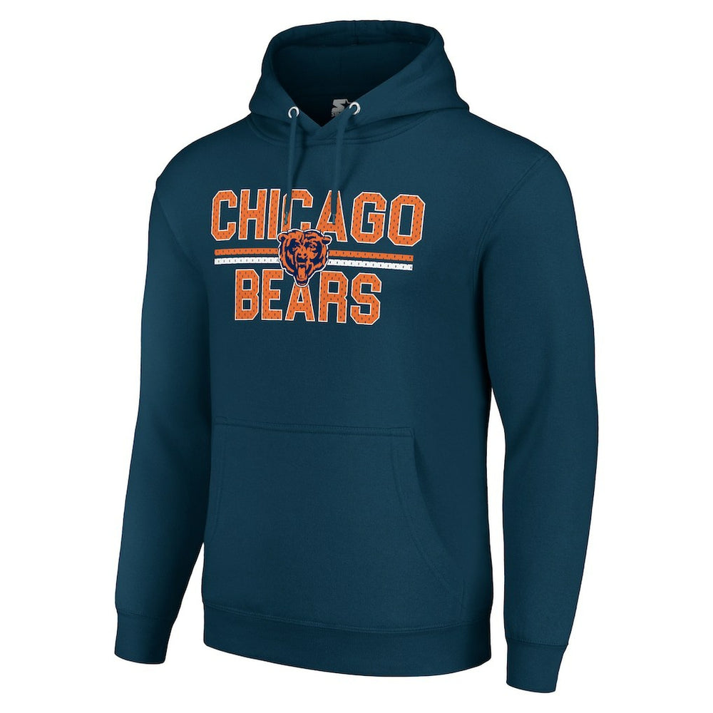 Chicago Bears Starter Unisex Team Mesh Print Graphic Tri-Blend Pullover Hoodie Navy | NFL
