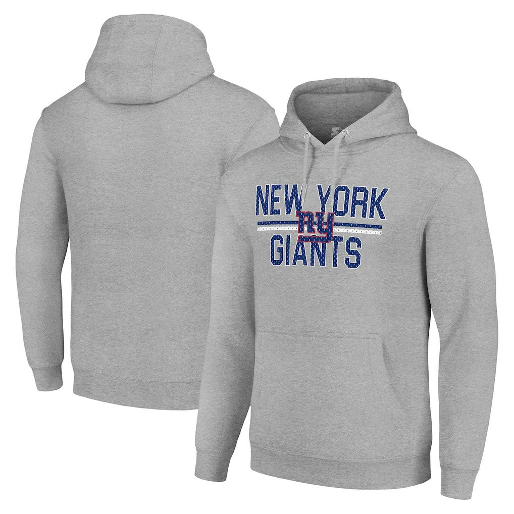 New York Giants Starter Unisex Team Mesh Print Graphic Tri-Blend Pullover Hoodie Heather Gray | NFL