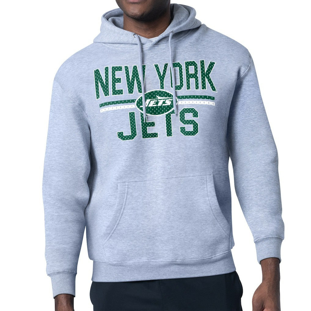 New York Jets Starter Unisex Team Mesh Print Graphic Tri-Blend Pullover Hoodie Heather Gray | NFL