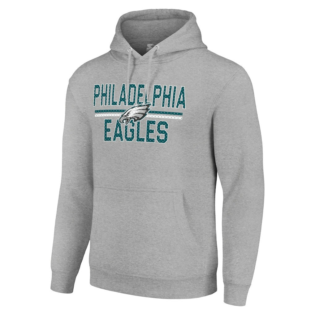 Philadelphia Eagles Starter Unisex Team Mesh Print Graphic Tri-Blend Pullover Hoodie Heather Gray | NFL