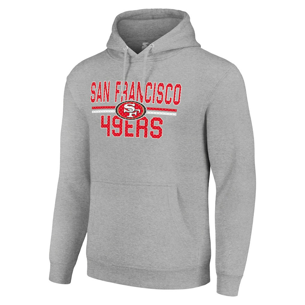 San Francisco 49ers Starter Unisex Team Mesh Print Graphic Tri-Blend Pullover Hoodie Heather Gray | NFL