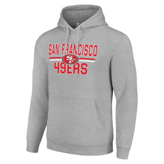 San Francisco 49ers Starter Unisex Team Mesh Print Graphic Tri-Blend Pullover Hoodie Heather Gray | NFL