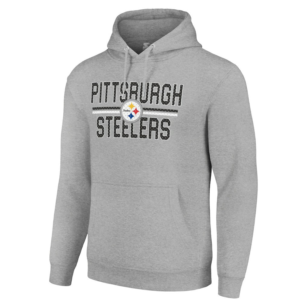 Pittsburgh Steelers Starter Unisex Team Mesh Print Graphic Tri-Blend Pullover Hoodie Heather Gray | NFL