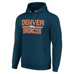 Denver Broncos Starter Unisex Team Mesh Print Graphic Tri-Blend Pullover Hoodie Navy | NFL