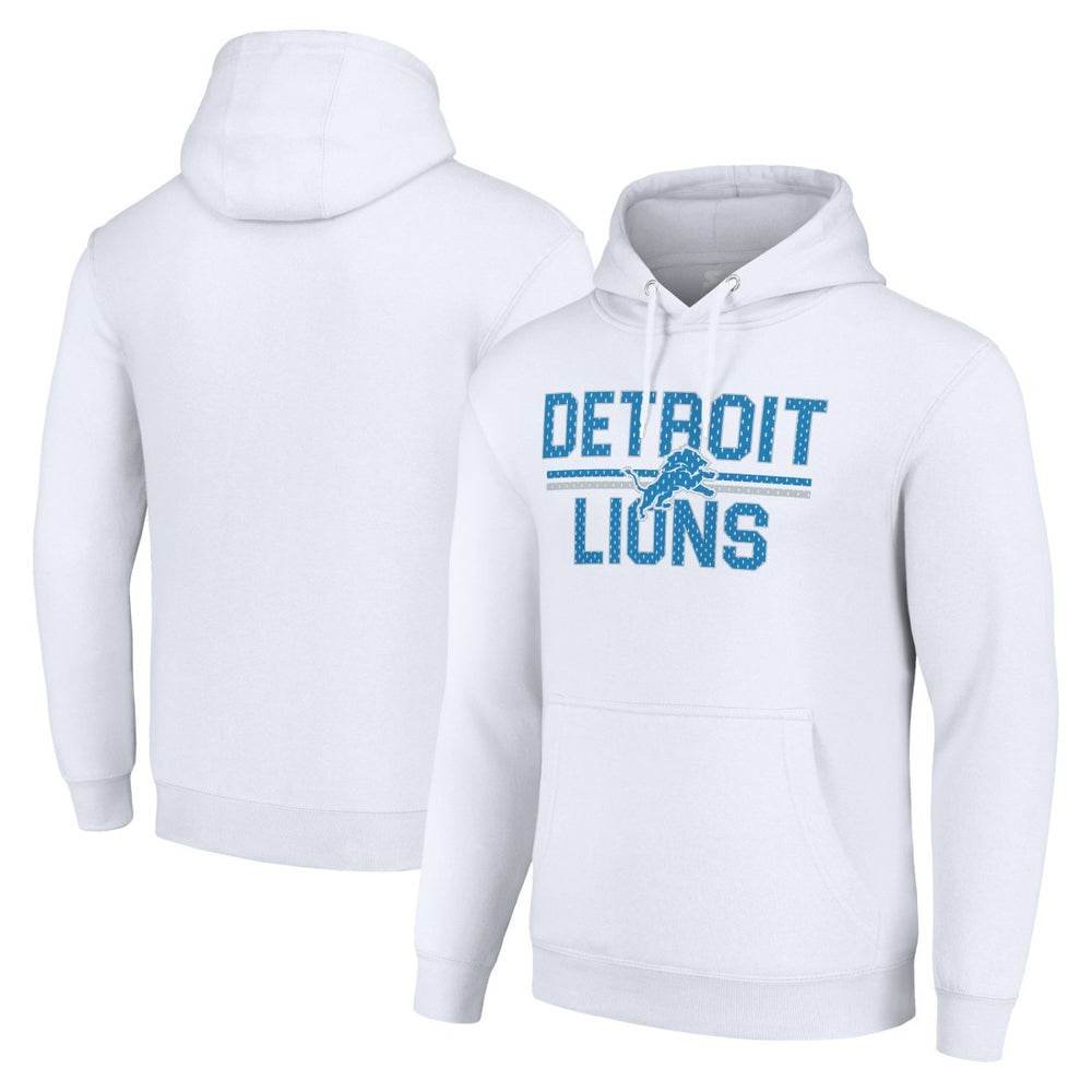 Detroit Lions Starter Unisex Team Mesh Print Graphic Tri-Blend Pullover Hoodie White | NFL