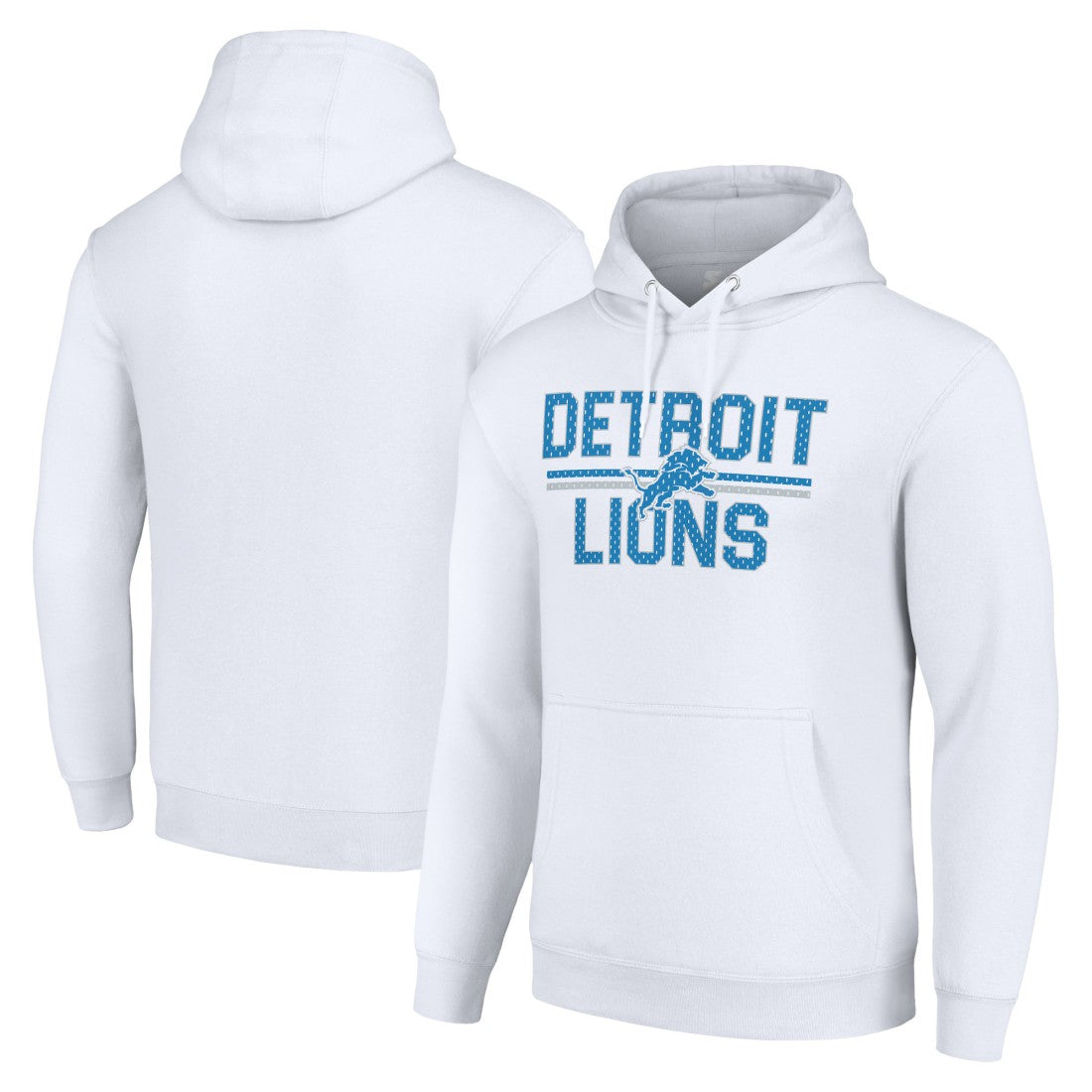 Detroit Lions Starter Unisex Team Mesh Print Graphic Tri-Blend Pullover Hoodie White | NFL