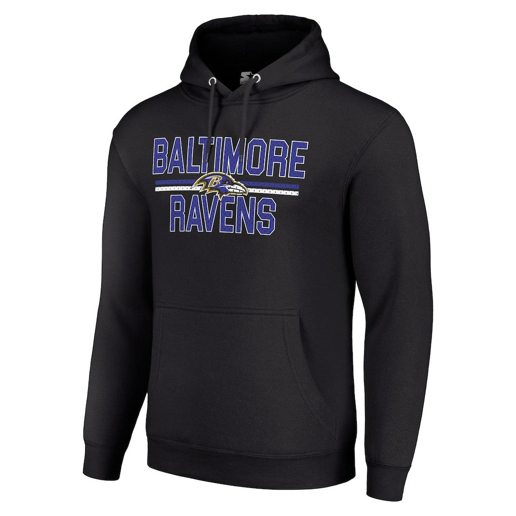 Baltimore Ravens Starter Unisex Team Mesh Print Graphic Tri-Blend Pullover Hoodie Black | NFL