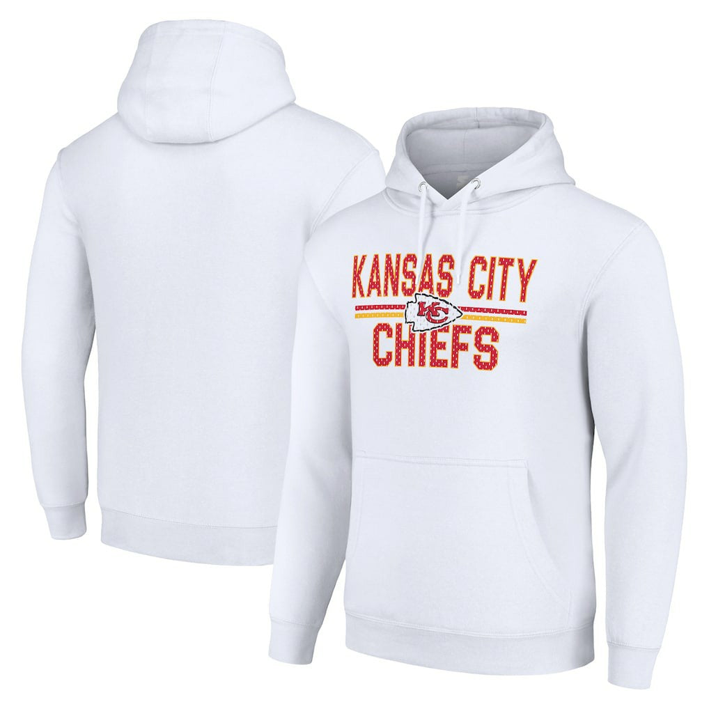 Kansas City Chiefs Starter Unisex Team Mesh Print Graphic Tri-Blend Pullover Hoodie White | NFL