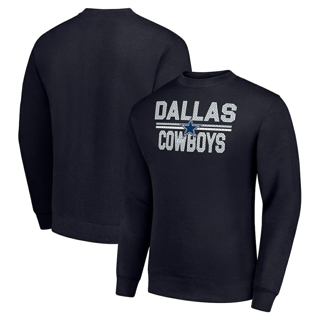 Dallas Cowboys Starter Team Mesh Print Graphic Pullover Sweatshirt Navy | NFL