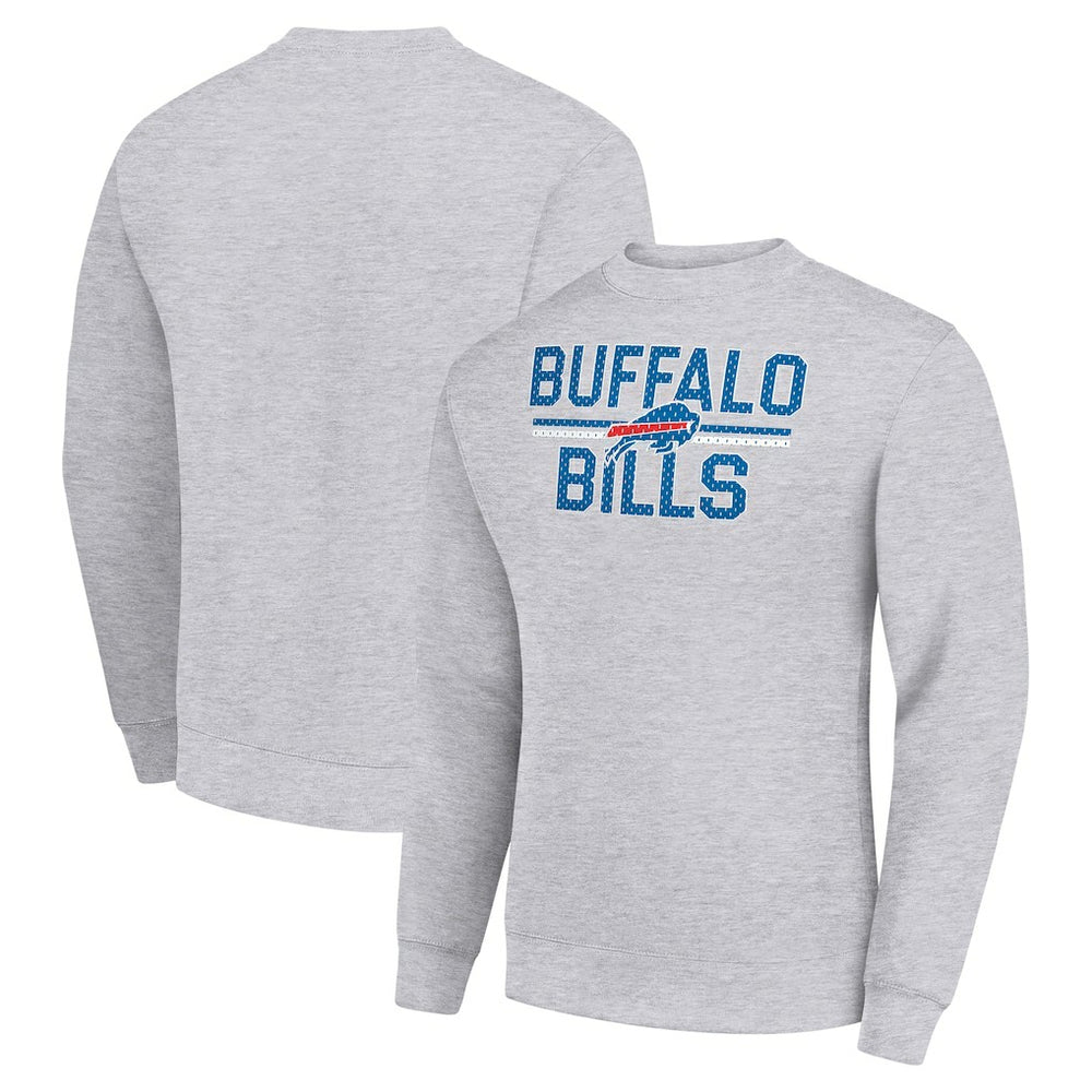 Buffalo Bills Starter Team Mesh Print Graphic Pullover Sweatshirt Heather Gray | NFL