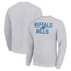 Buffalo Bills Starter Team Mesh Print Graphic Pullover Sweatshirt Heather Gray | NFL
