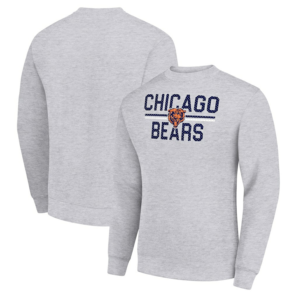 Chicago Bears Starter Team Mesh Print Graphic Pullover Sweatshirt Heather Gray | NFL