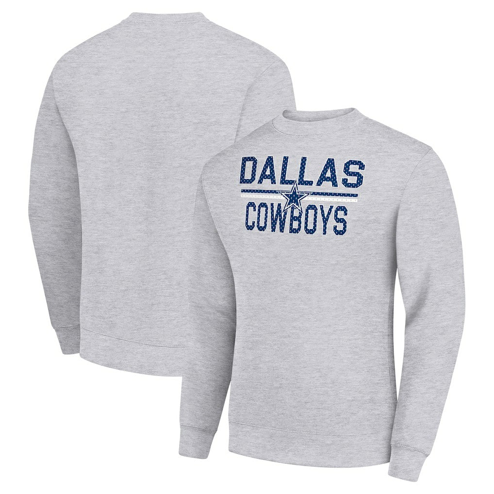 Dallas Cowboys Starter Team Mesh Print Graphic Pullover Sweatshirt Heather Gray | NFL