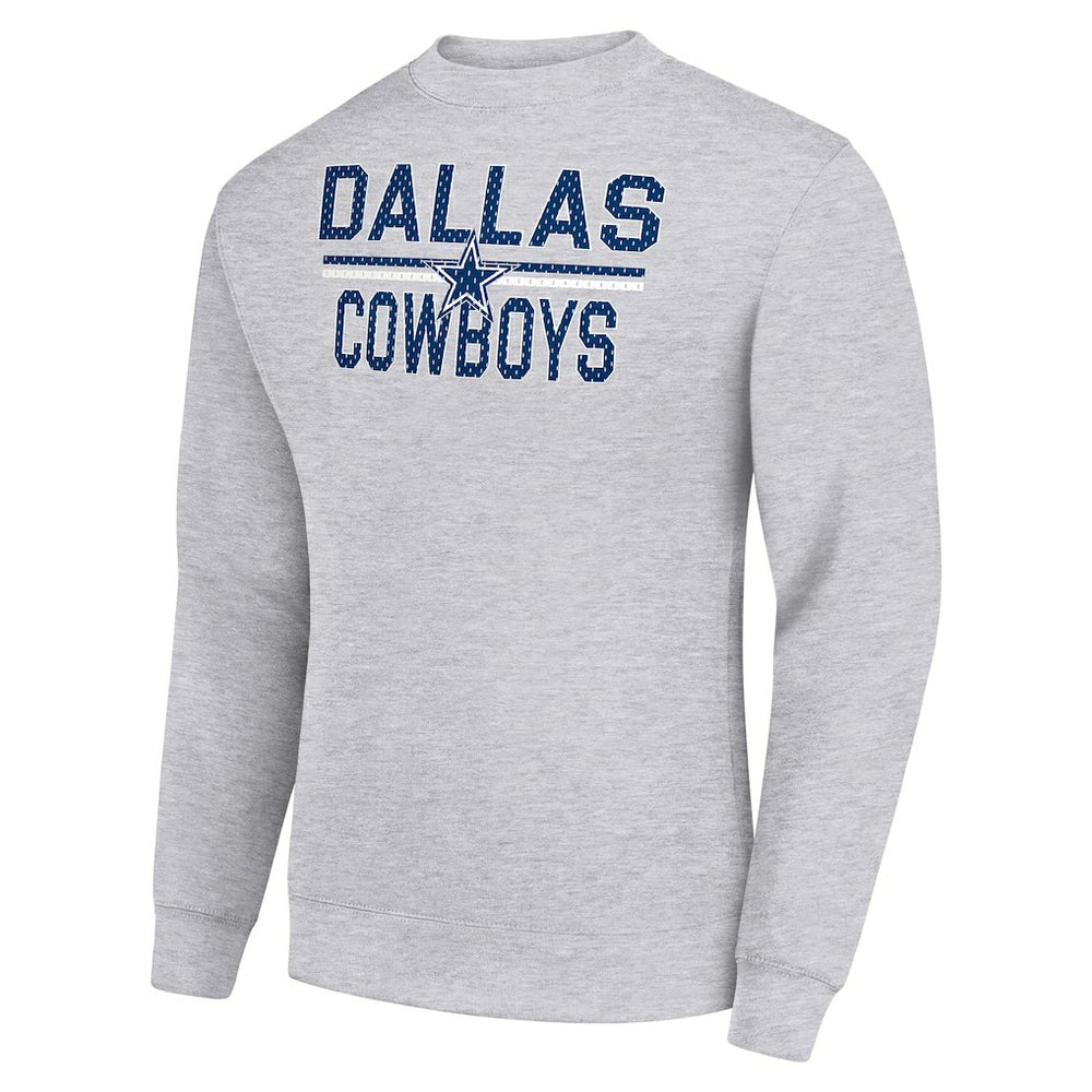 Dallas Cowboys Starter Team Mesh Print Graphic Pullover Sweatshirt Heather Gray | NFL