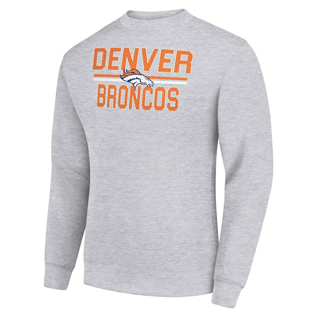 Denver Broncos Starter Team Mesh Print Graphic Pullover Sweatshirt Heather Gray | NFL