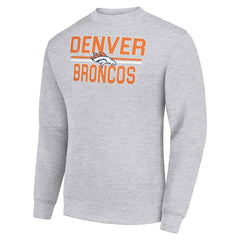 Denver Broncos Starter Team Mesh Print Graphic Pullover Sweatshirt Heather Gray | NFL