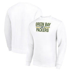 Green Bay Packers Starter Team Mesh Print Graphic Pullover Sweatshirt White | NFL