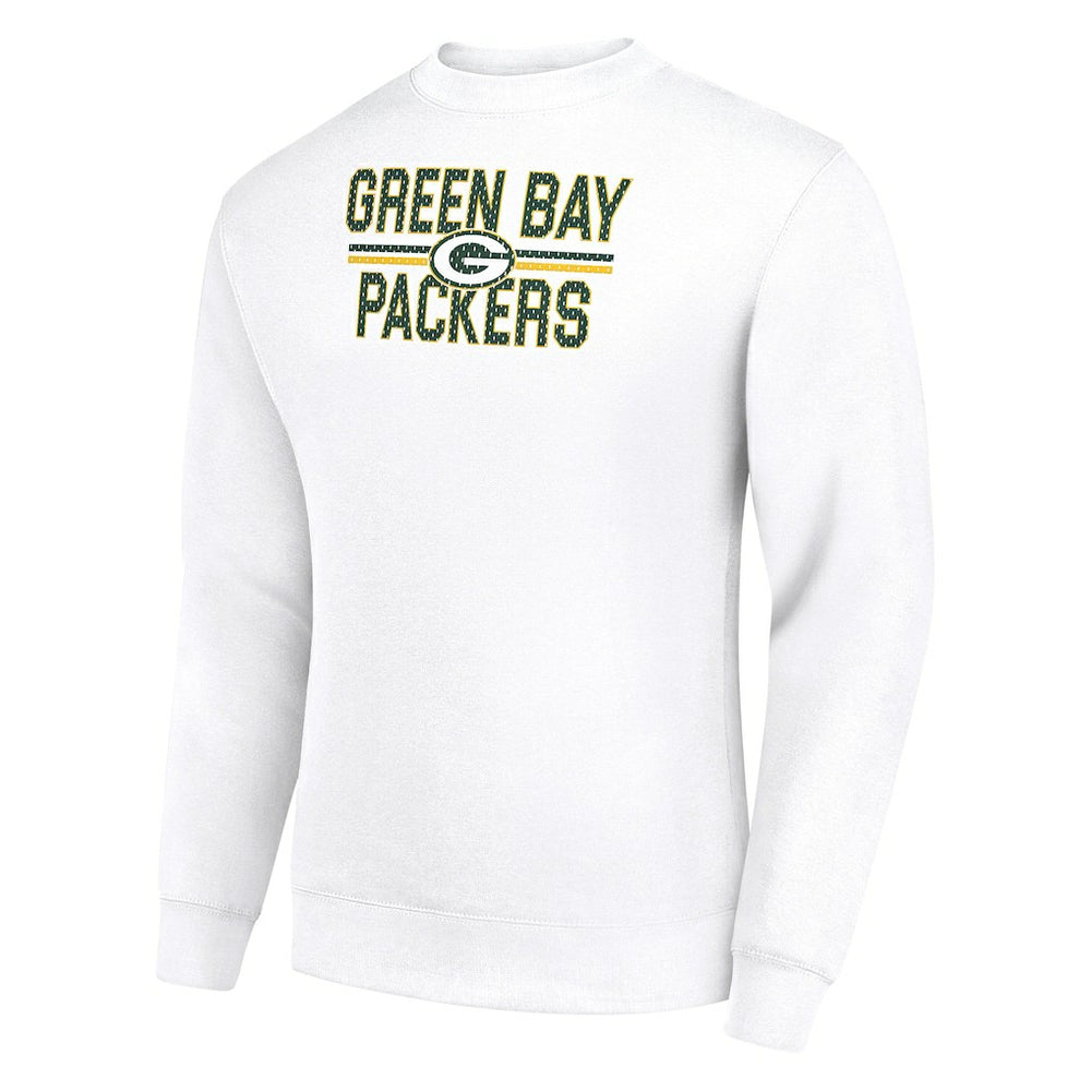 Green Bay Packers Starter Team Mesh Print Graphic Pullover Sweatshirt White | NFL