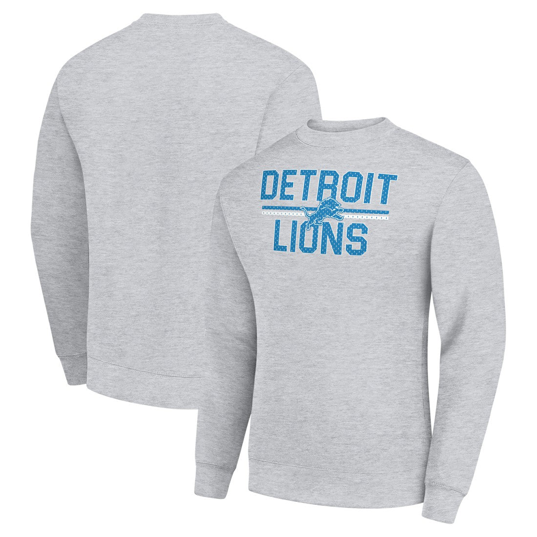 Detroit Lions Starter Team Mesh Print Graphic Pullover Sweatshirt Heather Gray | NFL