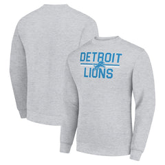 Detroit Lions Starter Team Mesh Print Graphic Pullover Sweatshirt Heather Gray | NFL