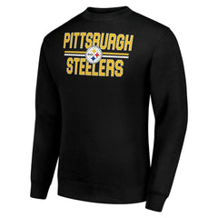 Pittsburgh Steelers Starter Team Mesh Print Graphic Pullover Sweatshirt Black | NFL