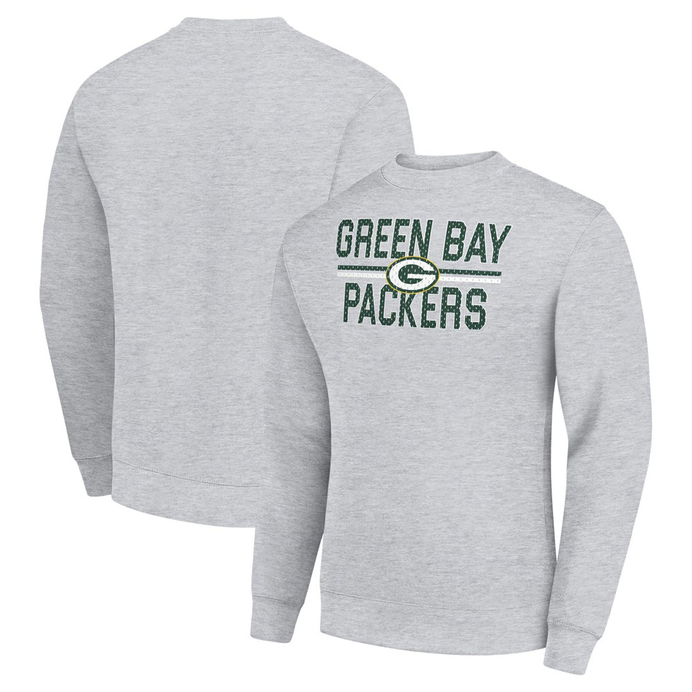 Green Bay Packers Starter Team Mesh Print Graphic Pullover Sweatshirt Heather Gray | NFL