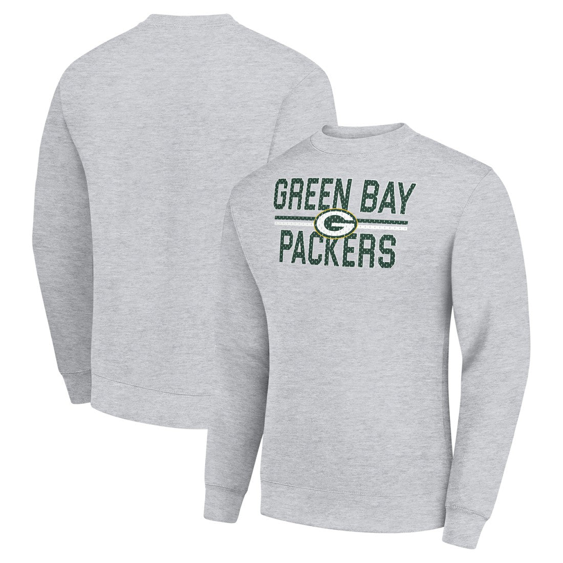 Green Bay Packers Starter Team Mesh Print Graphic Pullover Sweatshirt Heather Gray | NFL