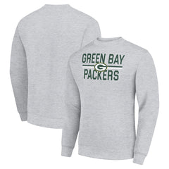 Green Bay Packers Starter Team Mesh Print Graphic Pullover Sweatshirt Heather Gray | NFL