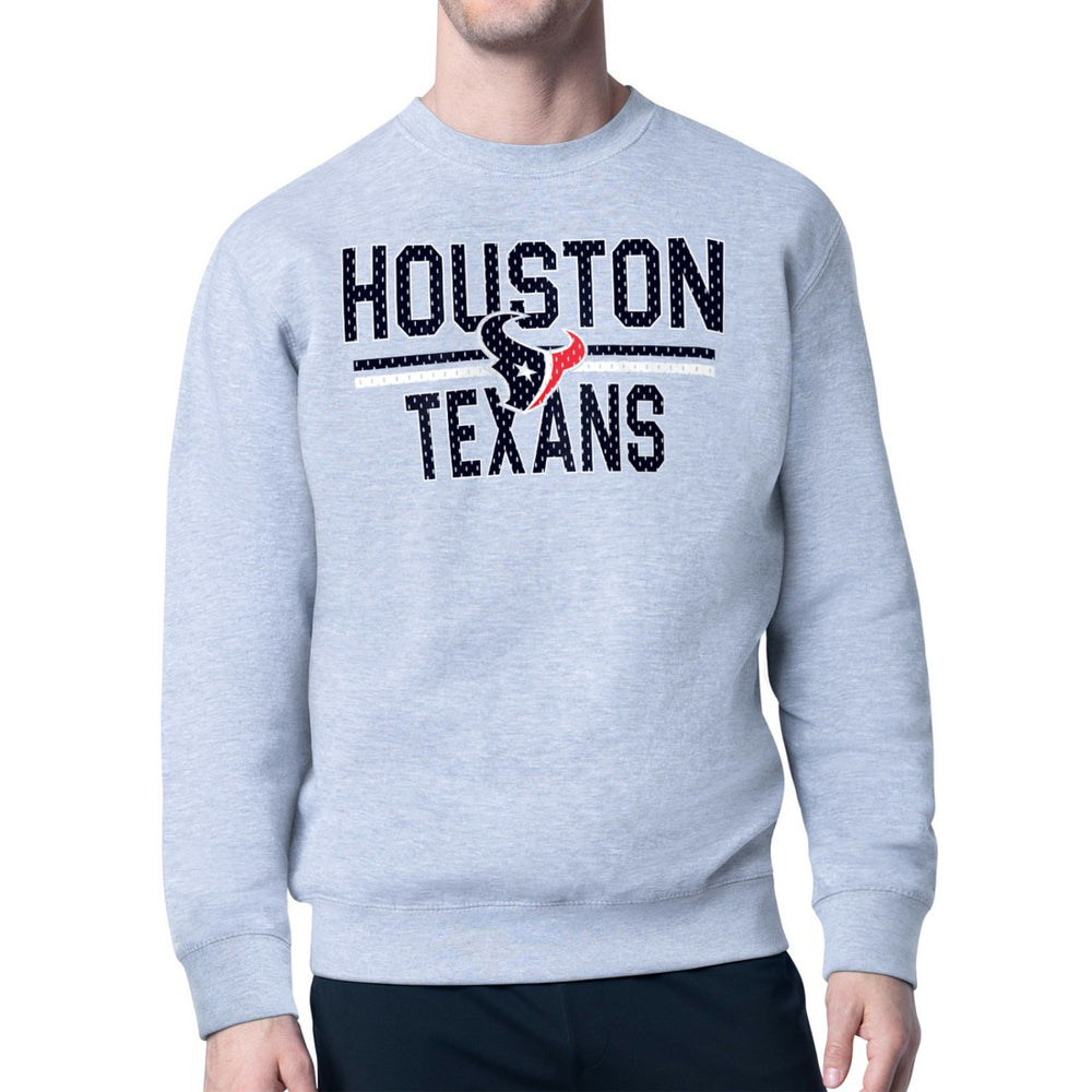 Houston Texans Starter Team Mesh Print Graphic Pullover Sweatshirt Heather Gray | NFL