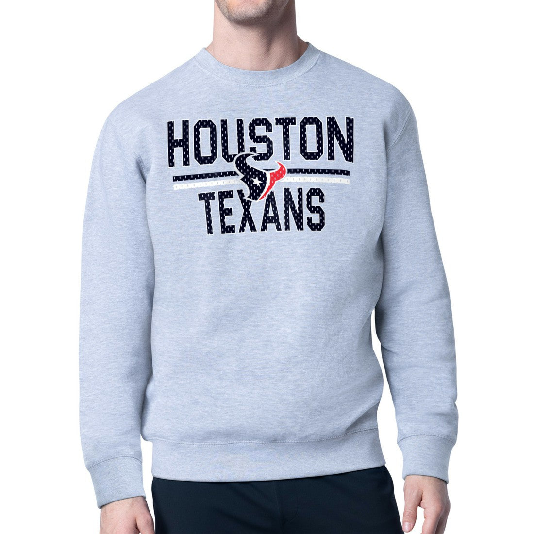 Houston Texans Starter Team Mesh Print Graphic Pullover Sweatshirt Heather Gray | NFL