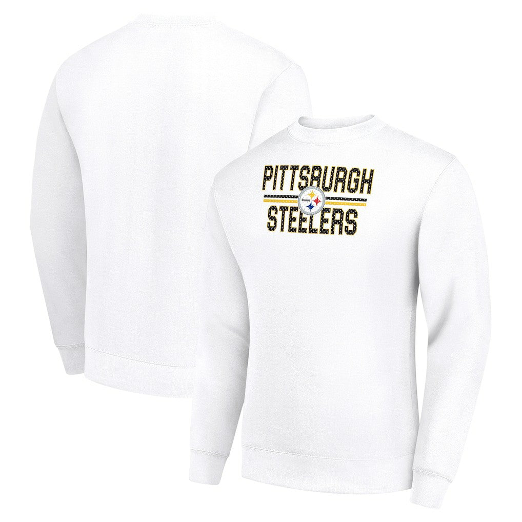 Pittsburgh Steelers Starter Team Mesh Print Graphic Pullover Sweatshirt White | NFL
