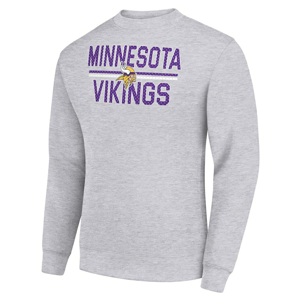 Minnesota Vikings Starter Team Mesh Print Graphic Pullover Sweatshirt Heather Gray | NFL
