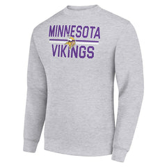 Minnesota Vikings Starter Team Mesh Print Graphic Pullover Sweatshirt Heather Gray | NFL
