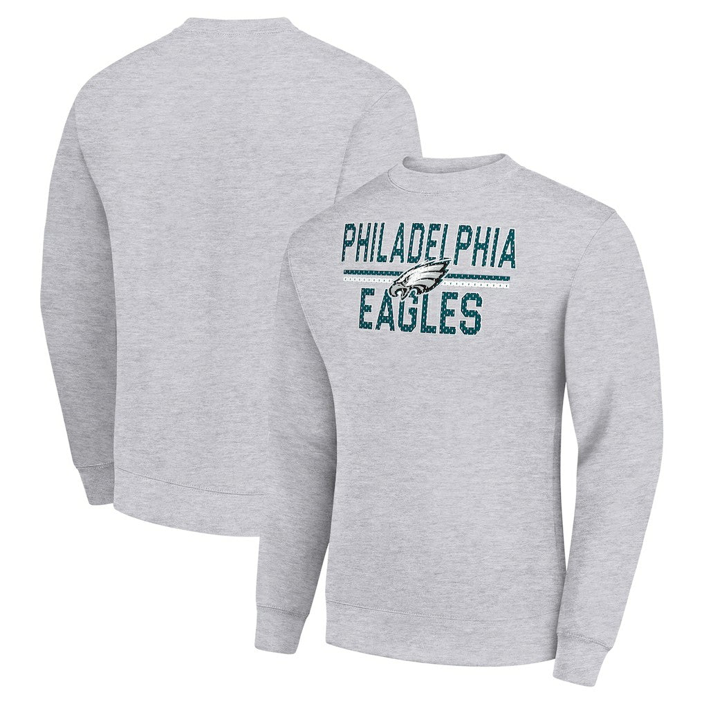 Philadelphia Eagles Starter Team Mesh Print Graphic Pullover Sweatshirt Heather Gray | NFL