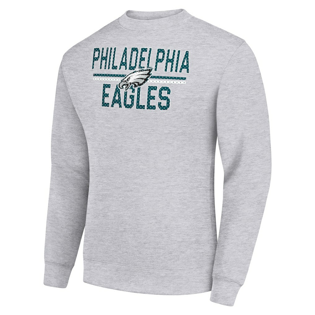 Philadelphia Eagles Starter Team Mesh Print Graphic Pullover Sweatshirt Heather Gray | NFL