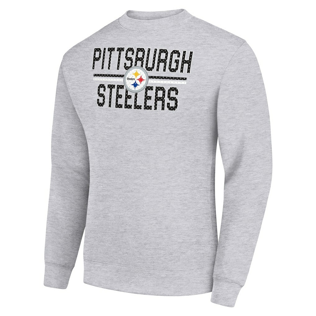 Pittsburgh Steelers Starter Team Mesh Print Graphic Pullover Sweatshirt Heather Gray | NFL