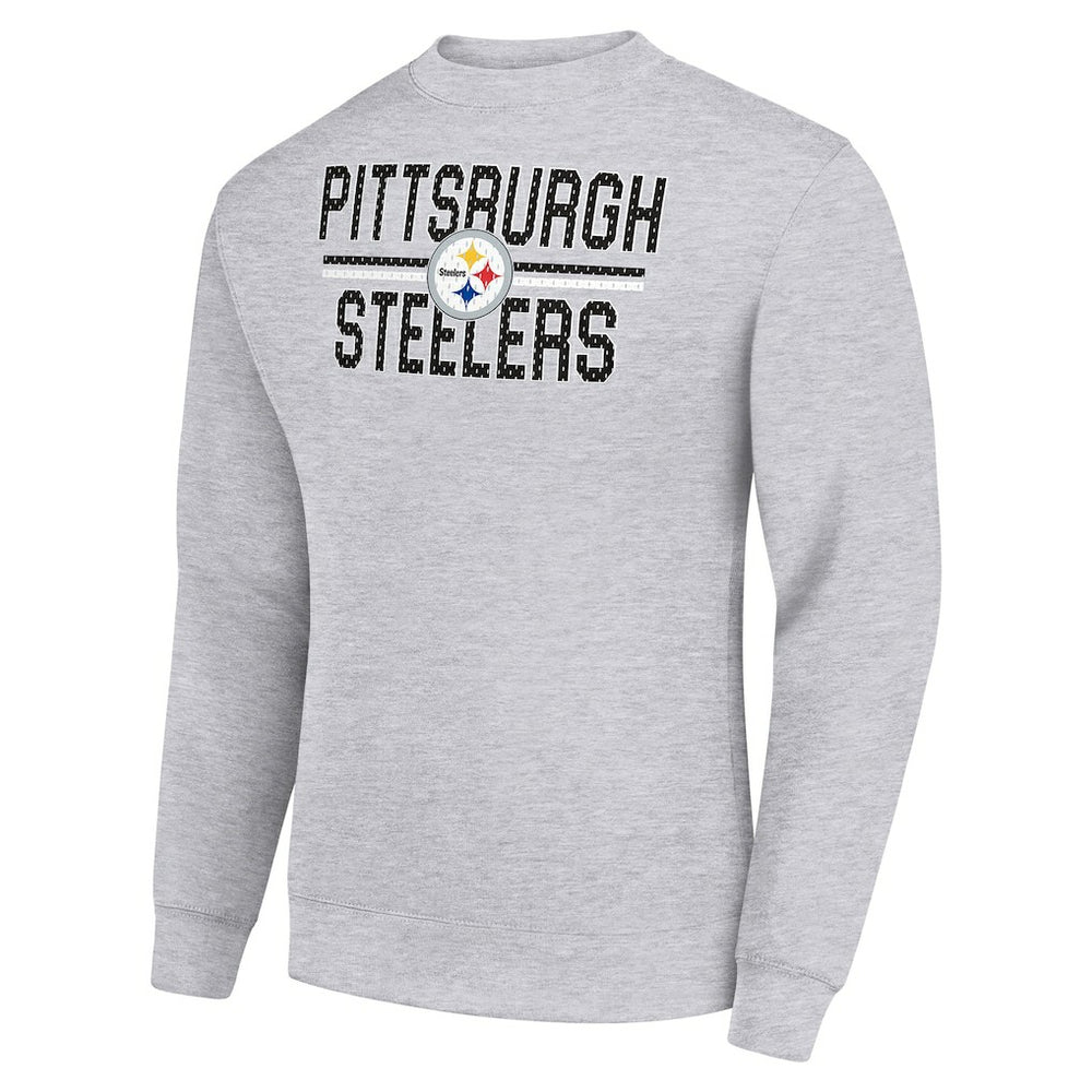 Pittsburgh Steelers Starter Team Mesh Print Graphic Pullover Sweatshirt Heather Gray | NFL