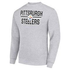Pittsburgh Steelers Starter Team Mesh Print Graphic Pullover Sweatshirt Heather Gray | NFL