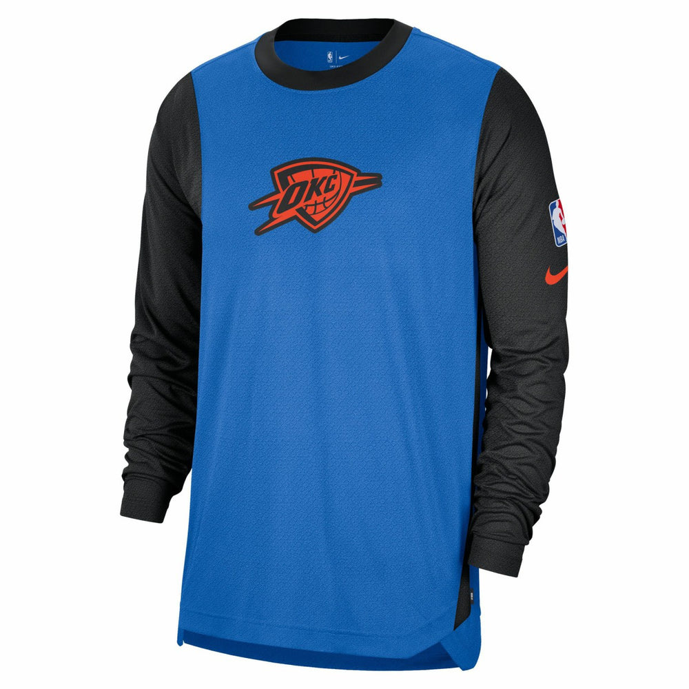 Oklahoma City Thunder 2024/25 City Edition Authentic Pregame Performance Long Sleeve Shooting T-Shirt Blue/Black - NBA