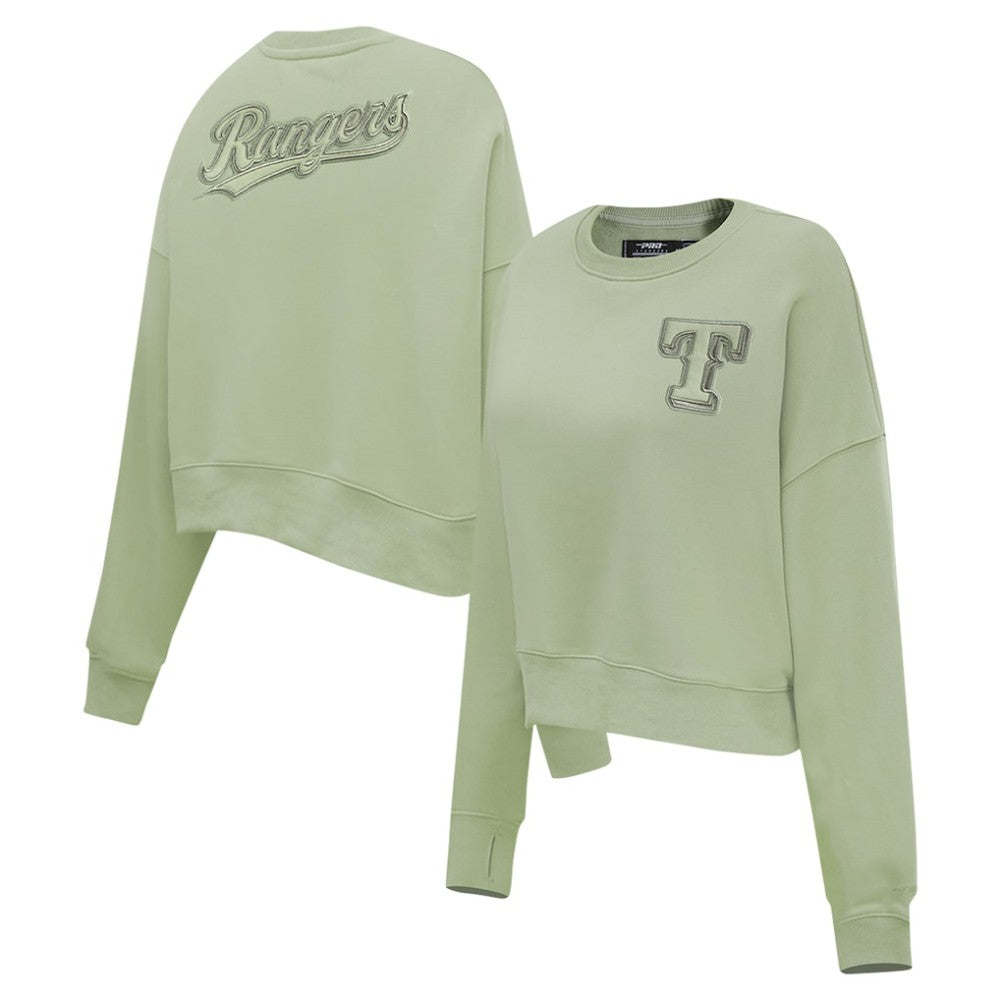 Texas Rangers Pro Standard Women's Neutral Oversized Boxy Cropped Pullover Sweatshirt - MLB