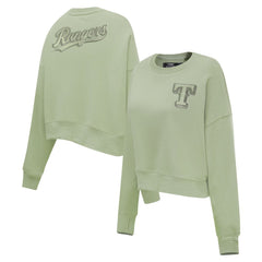 Texas Rangers Pro Standard Women's Neutral Oversized Boxy Cropped Pullover Sweatshirt - MLB