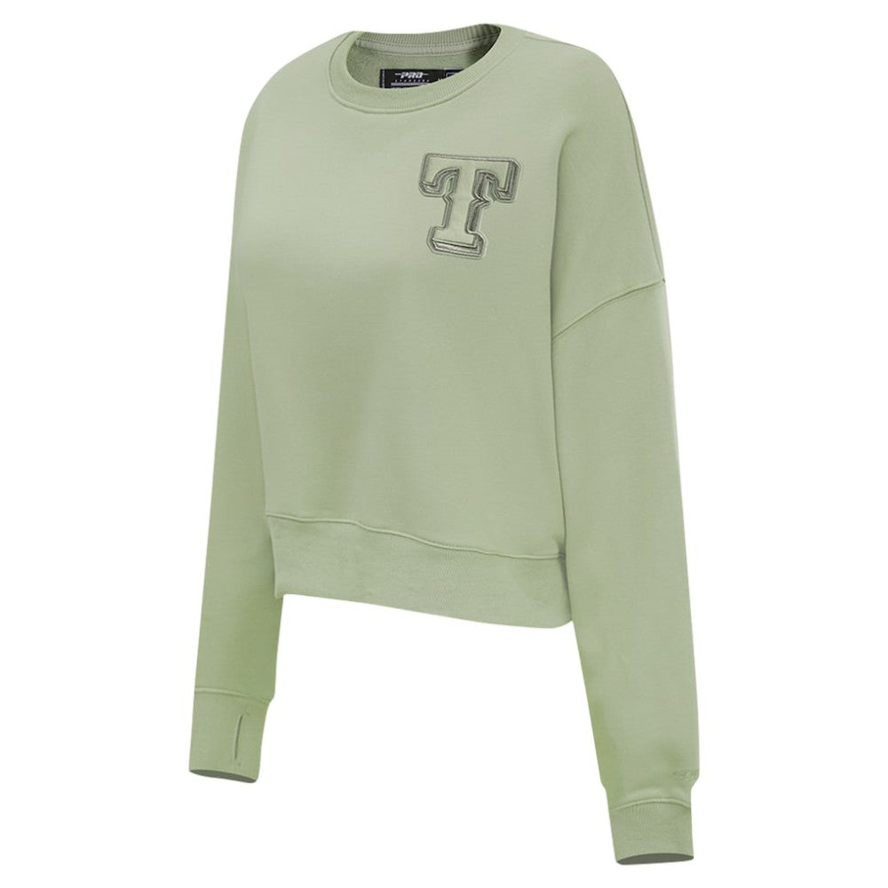 Texas Rangers Pro Standard Women's Neutral Oversized Boxy Cropped Pullover Sweatshirt - MLB