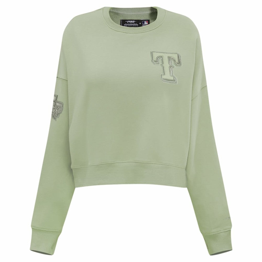 Texas Rangers Pro Standard Women's Neutral Oversized Boxy Cropped Pullover Sweatshirt - MLB