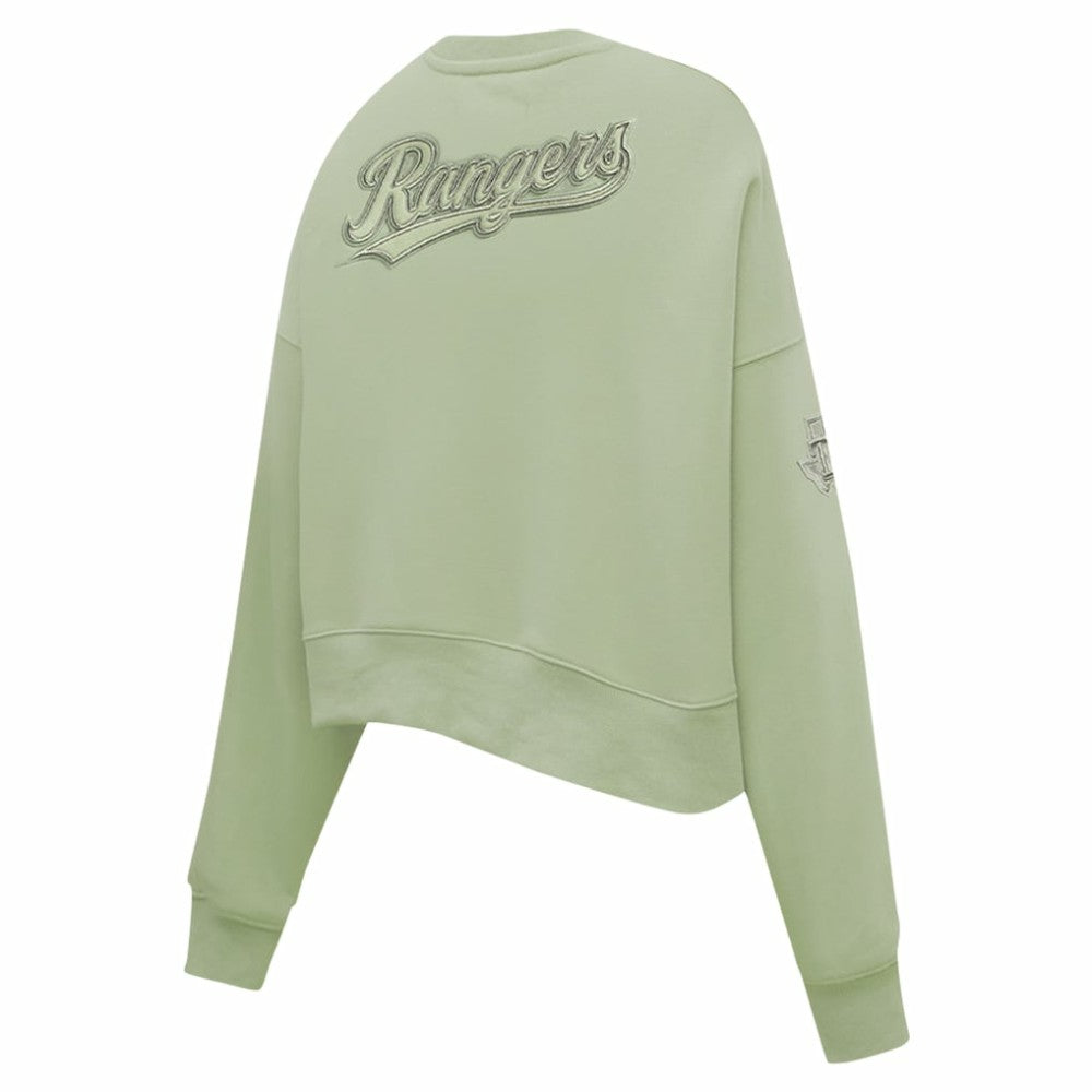 Texas Rangers Pro Standard Women's Neutral Oversized Boxy Cropped Pullover Sweatshirt - MLB